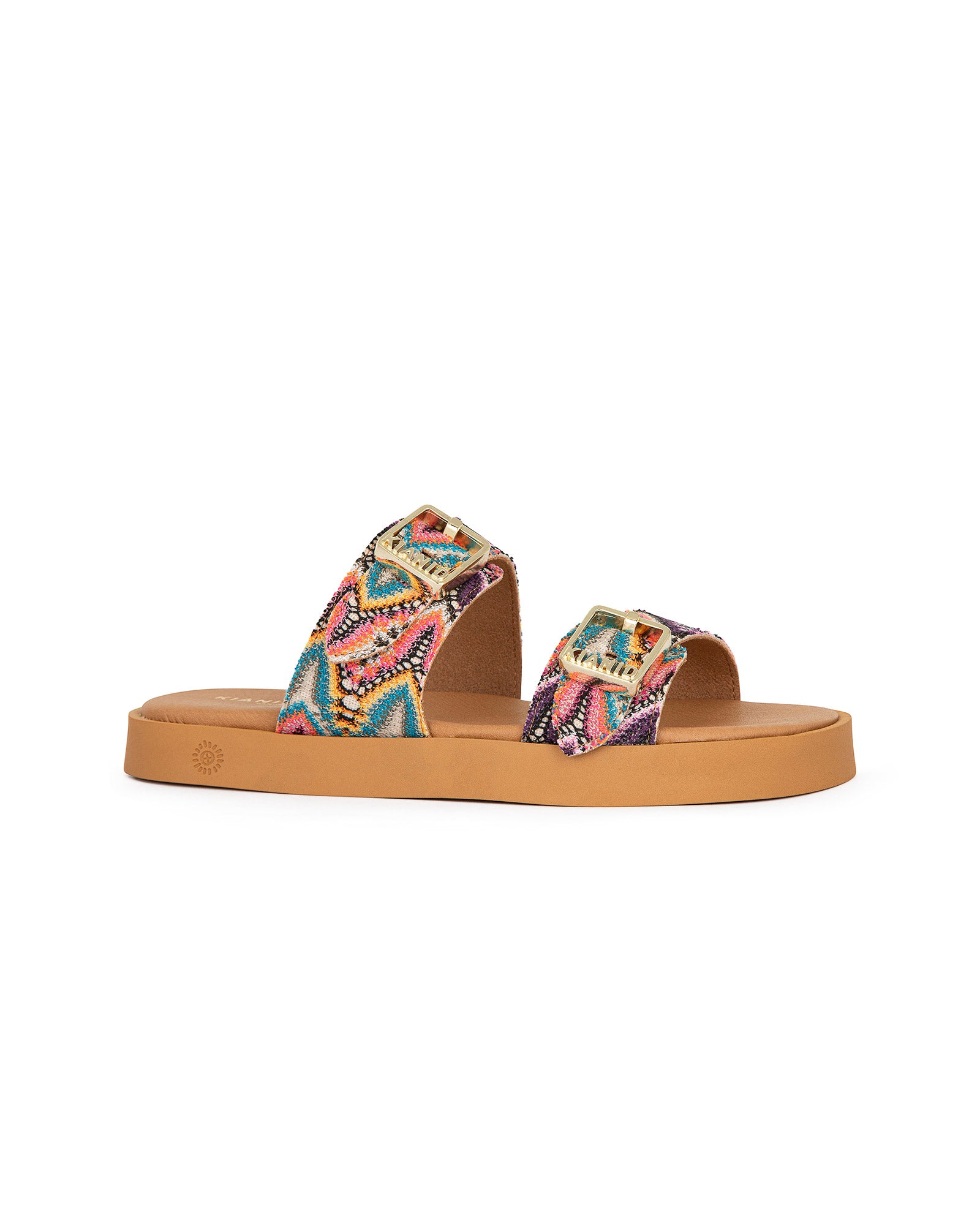 Sandalo doppia fascia "Kianid x Cotazur" modello Polignano Midi Caramel in Suede
