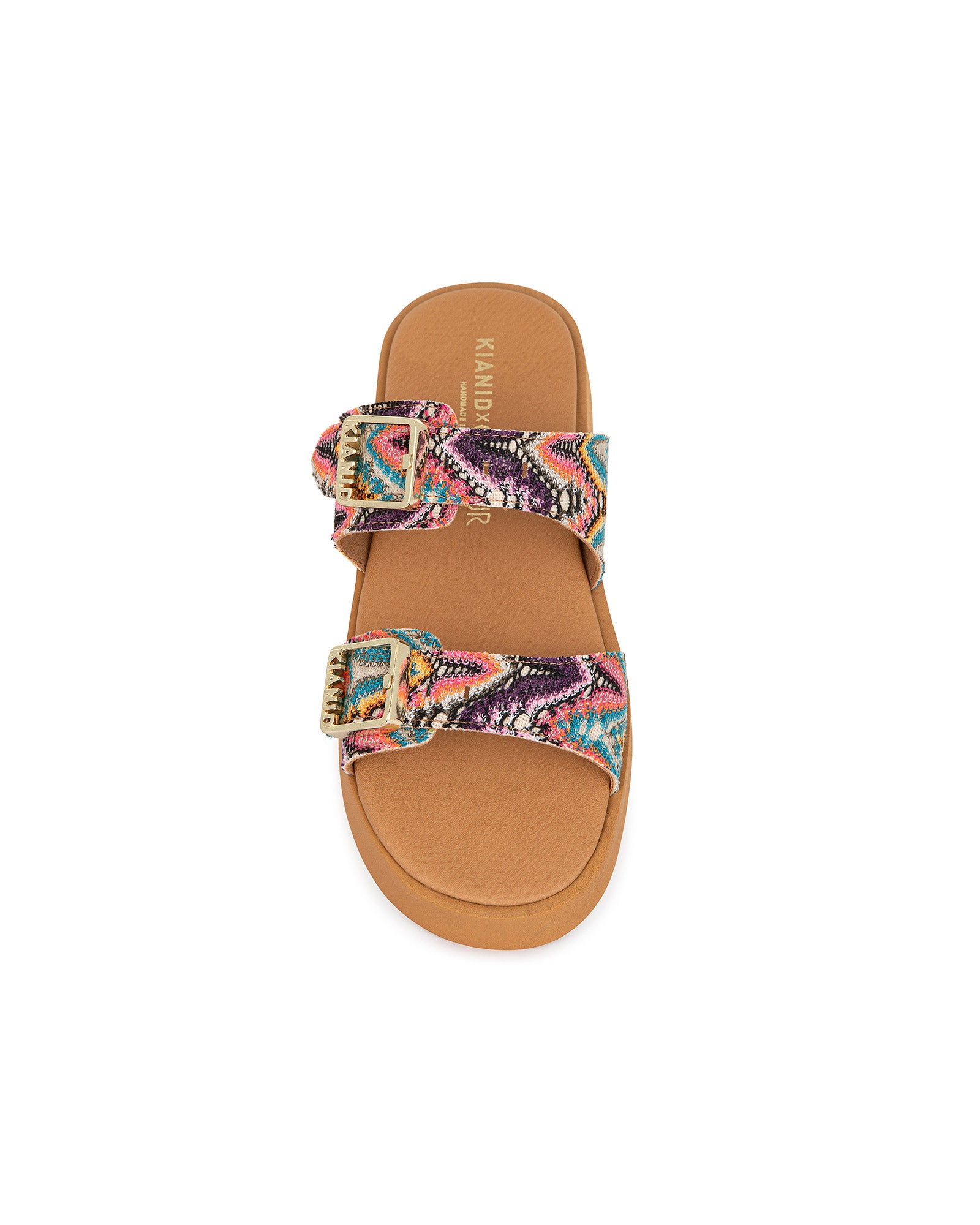 Sandalo doppia fascia "Kianid x Cotazur" modello Polignano Midi Caramel in Suede