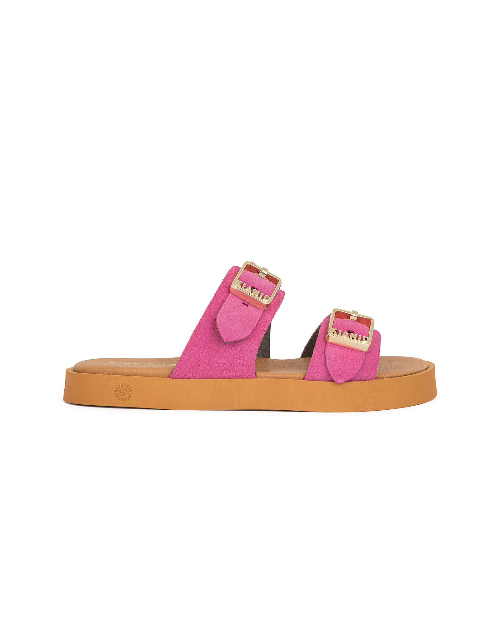 Sandalo doppia fascia "Kianid x Cotazur" modello Polignano Midi Caramel in Suede