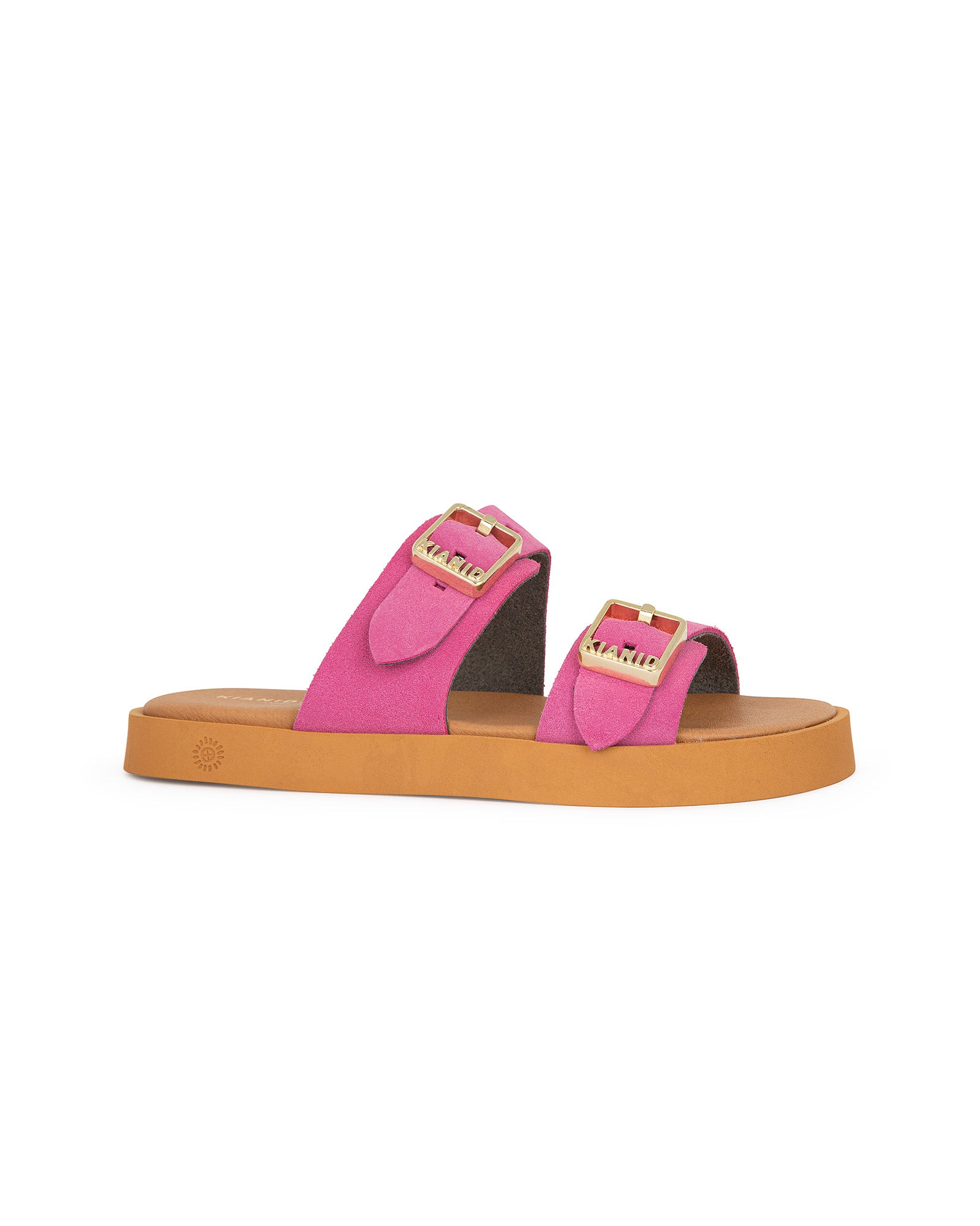 Sandalo doppia fascia "Kianid x Cotazur" modello Polignano Midi Caramel in Suede