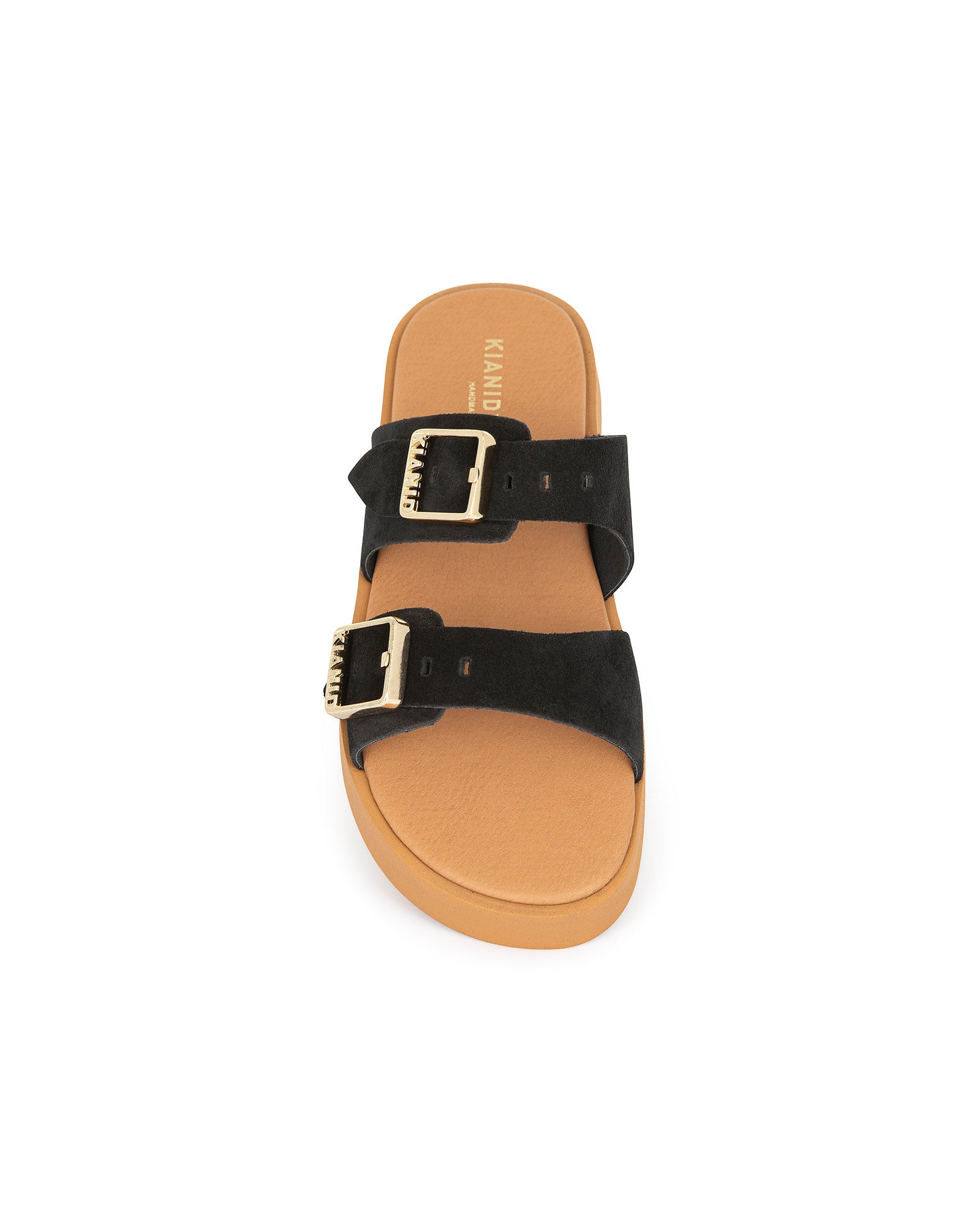 Sandalo doppia fascia "Kianid x Cotazur" modello Polignano Midi Caramel in Suede