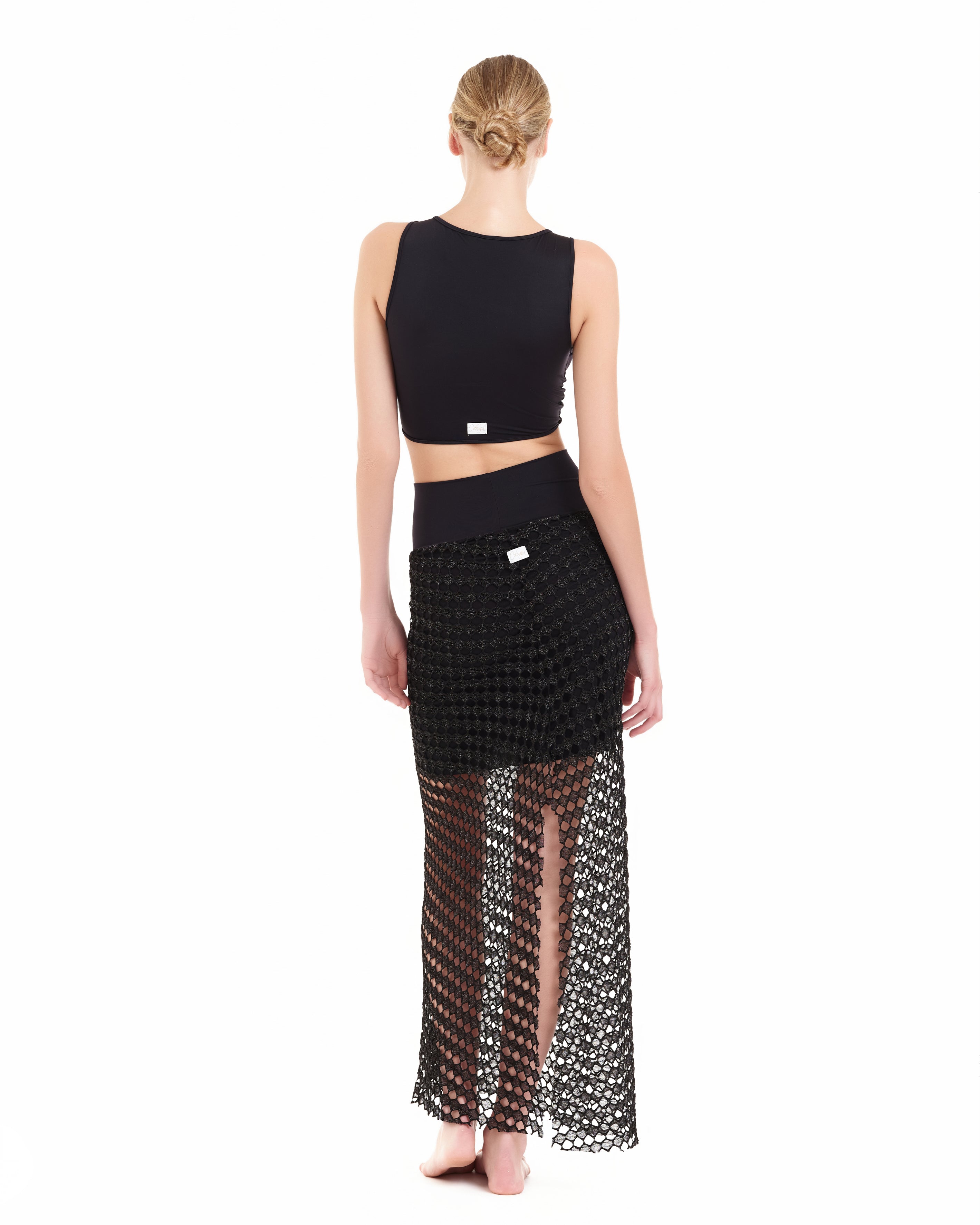 Top crop Cotazur in maglia a rete lurex