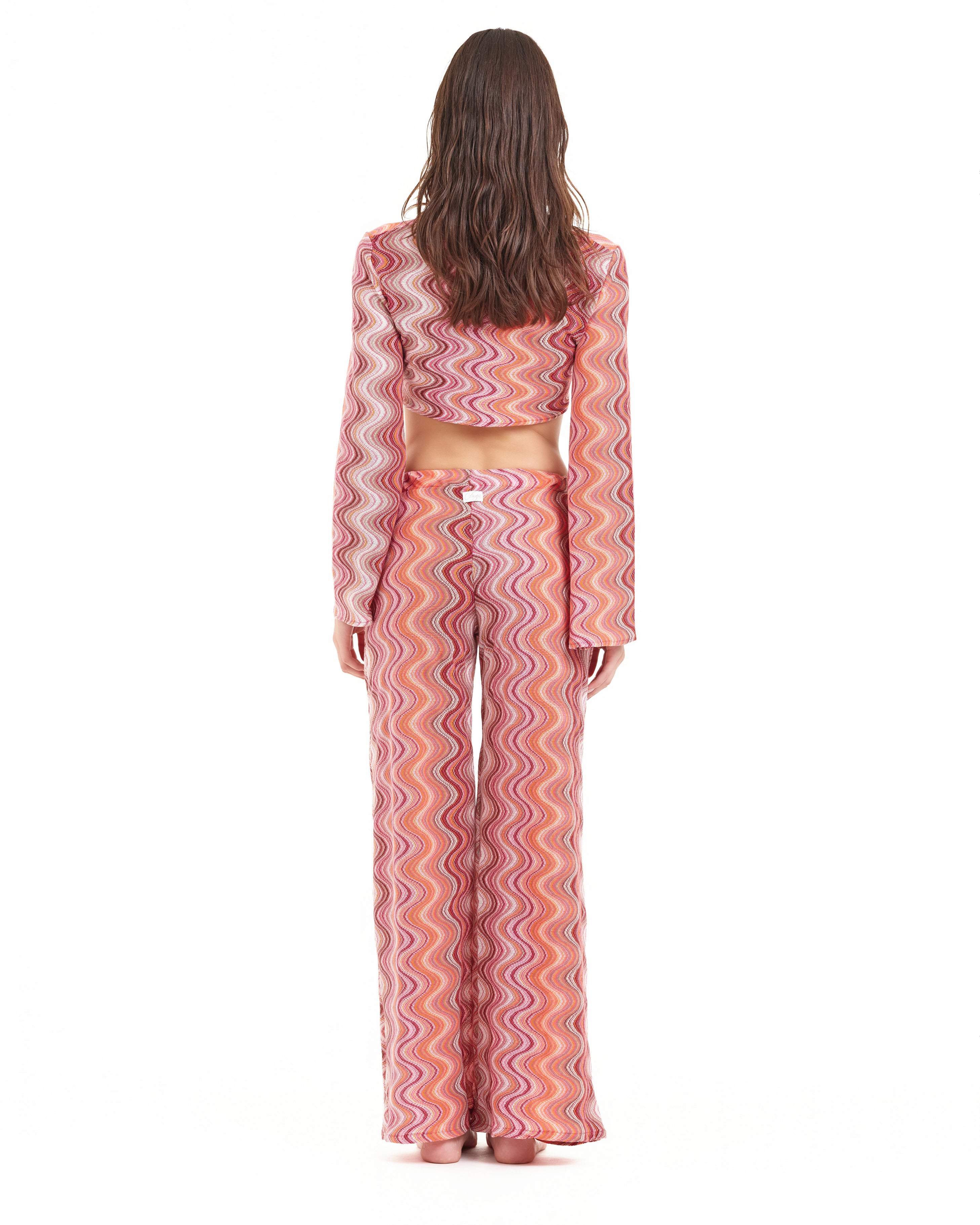Camicia Cotazur in maglia crochet a onde crop