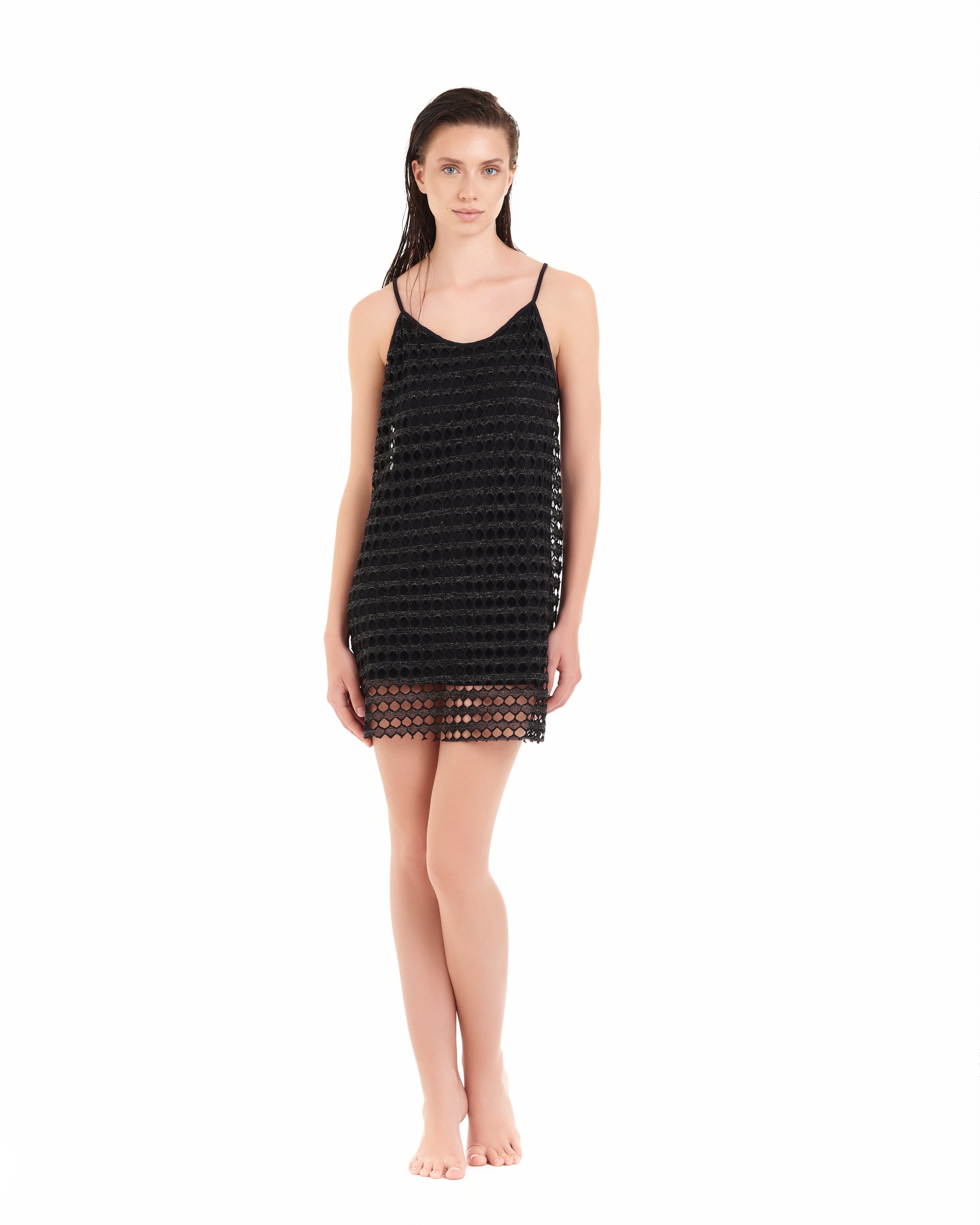 Vestito corto Cotazur in maglia a rete lurex