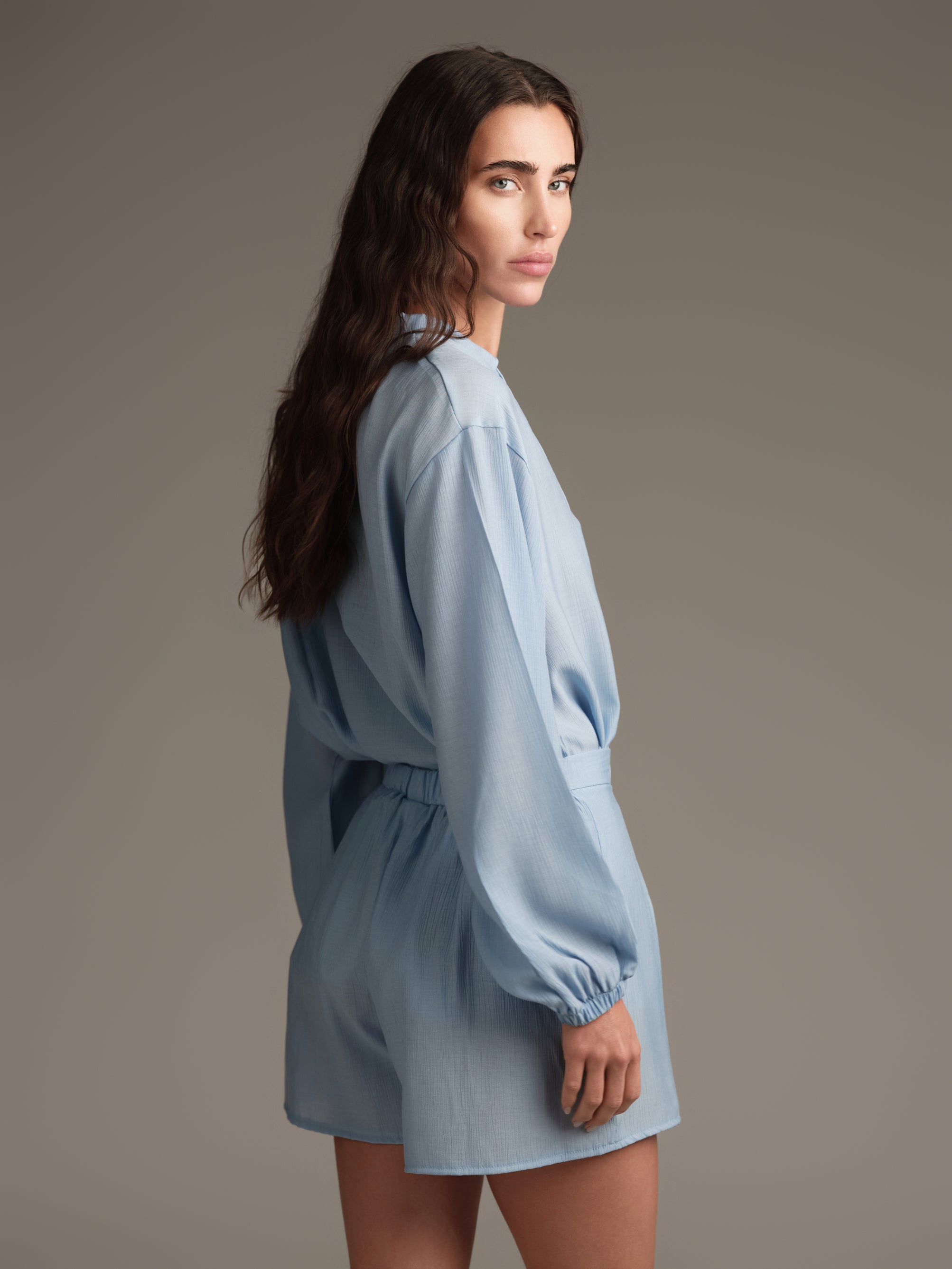 Short in cotone goffrato