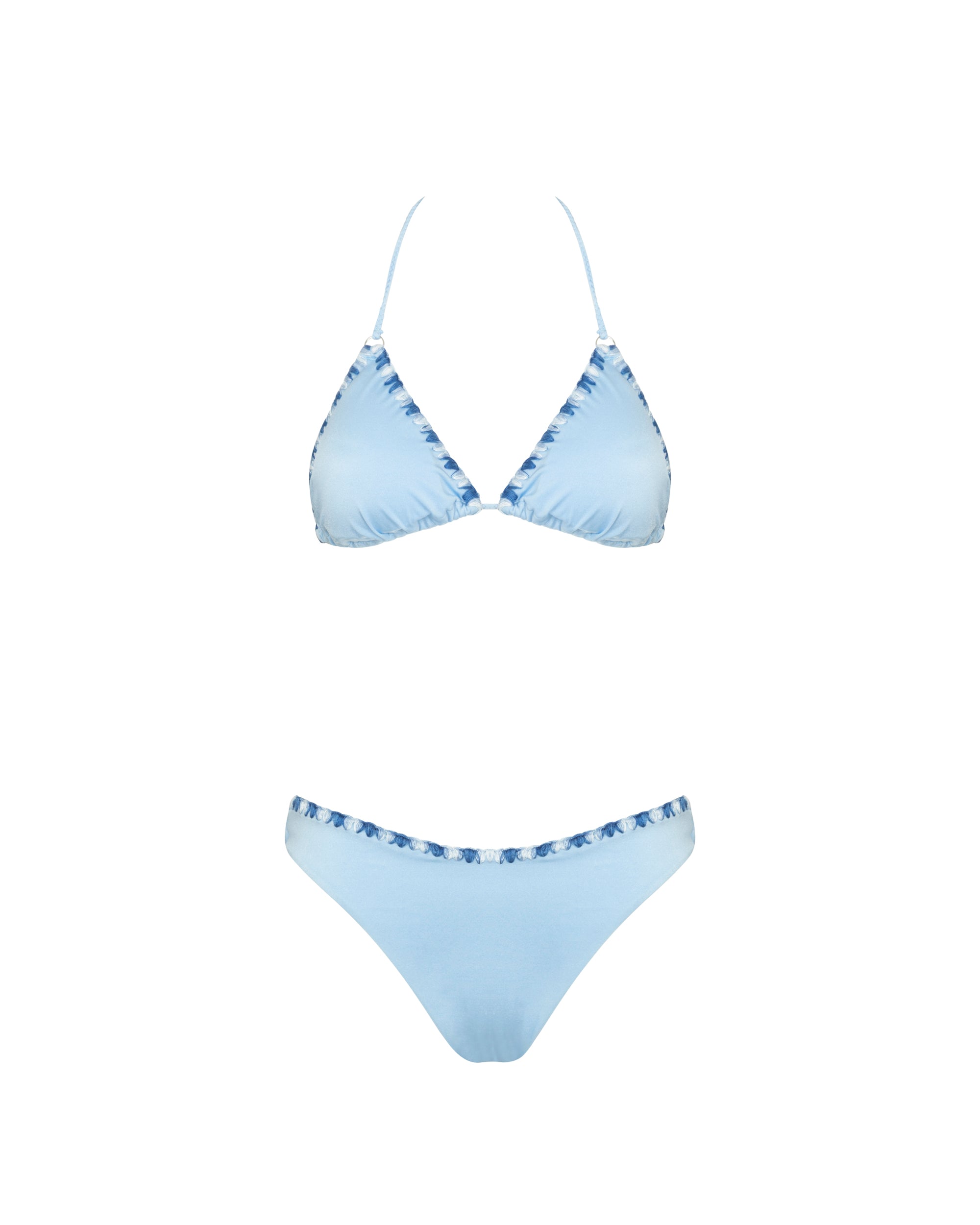 Bikini triangolo con bordi volant