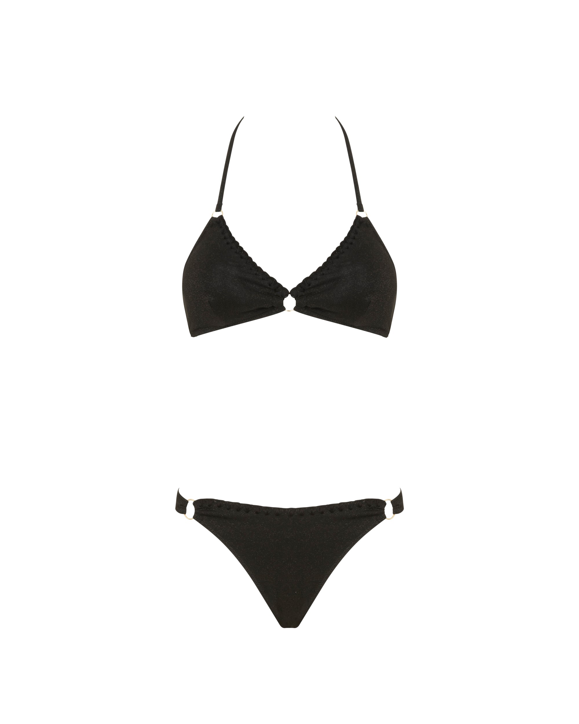 Bikini bralette  con bordi a contrasto e anello