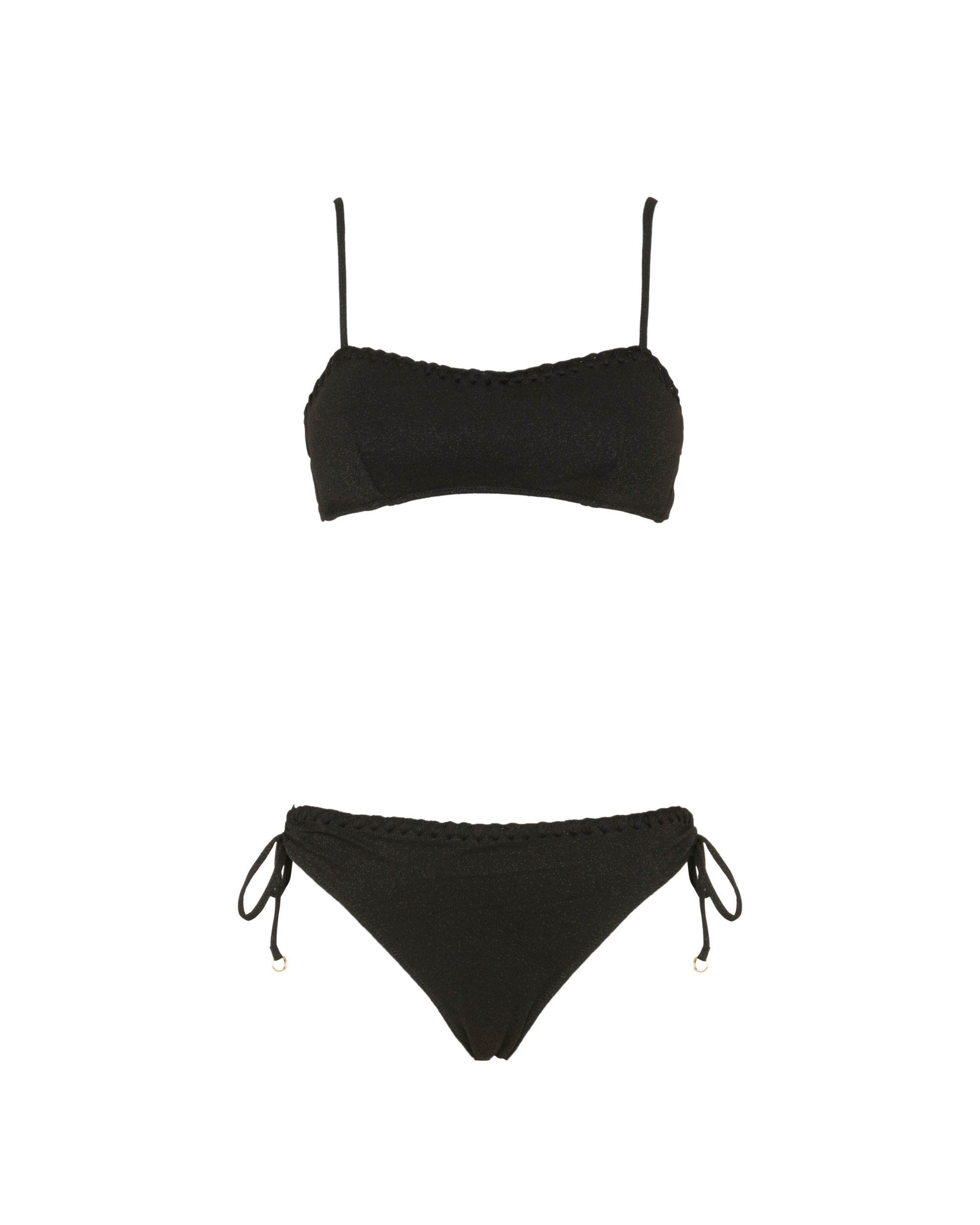 Bikini fascia lurex con bordi a contrasto