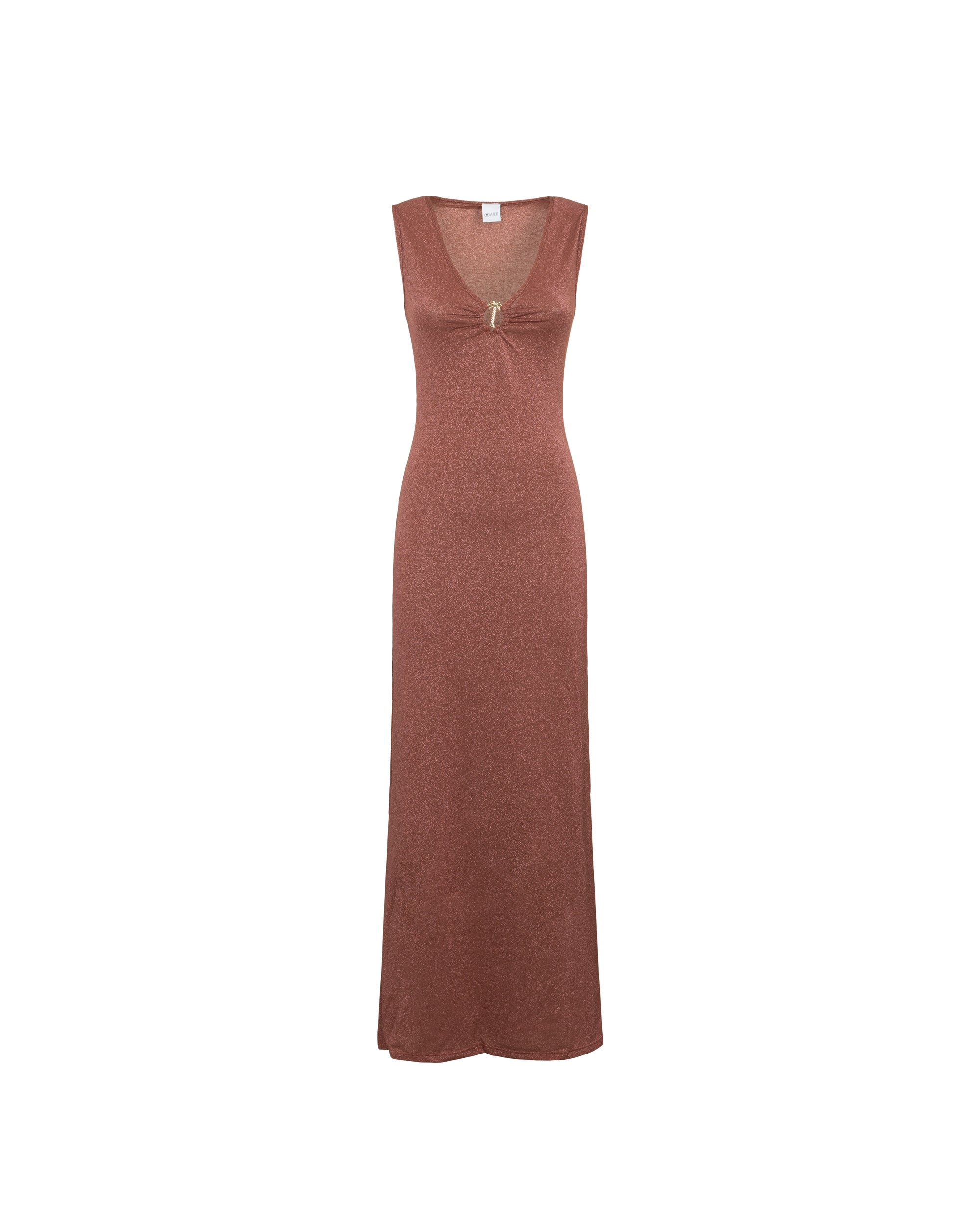 Abito lungo drappeggiato in lurex